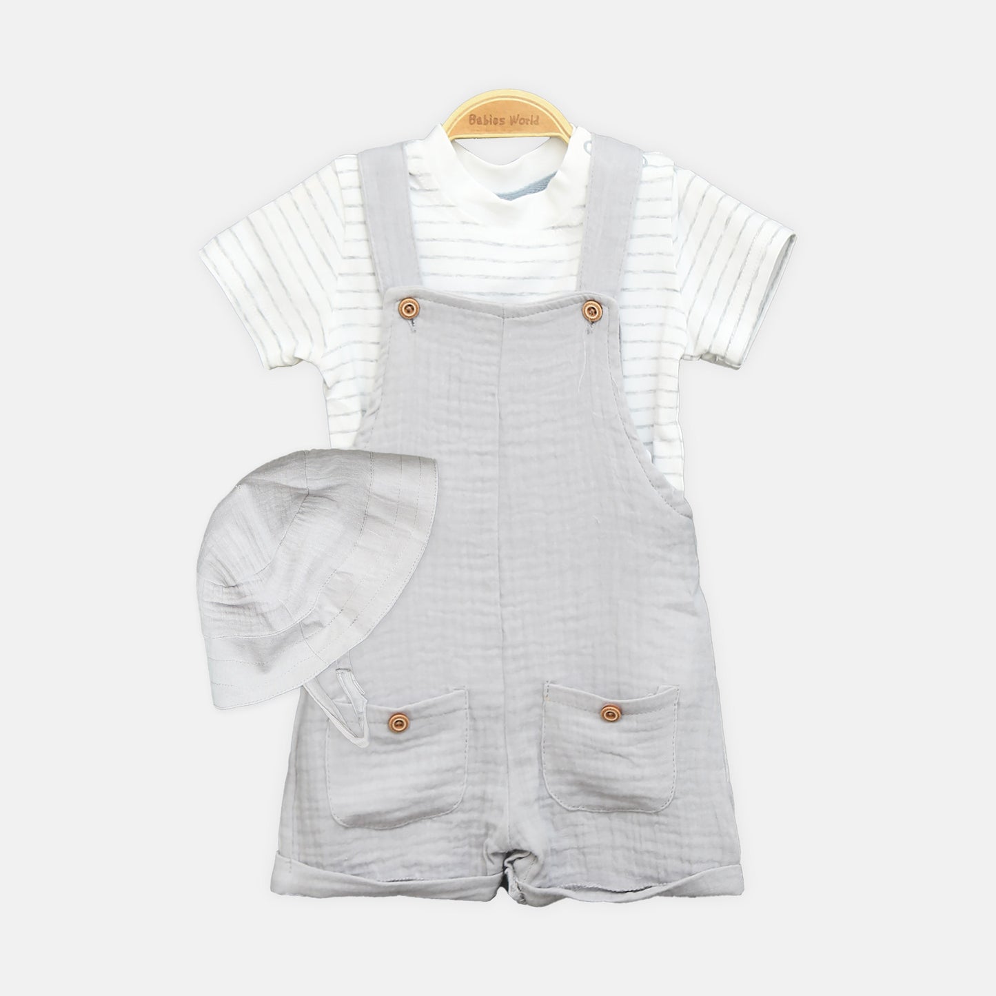 Grey Muslin Romper Set