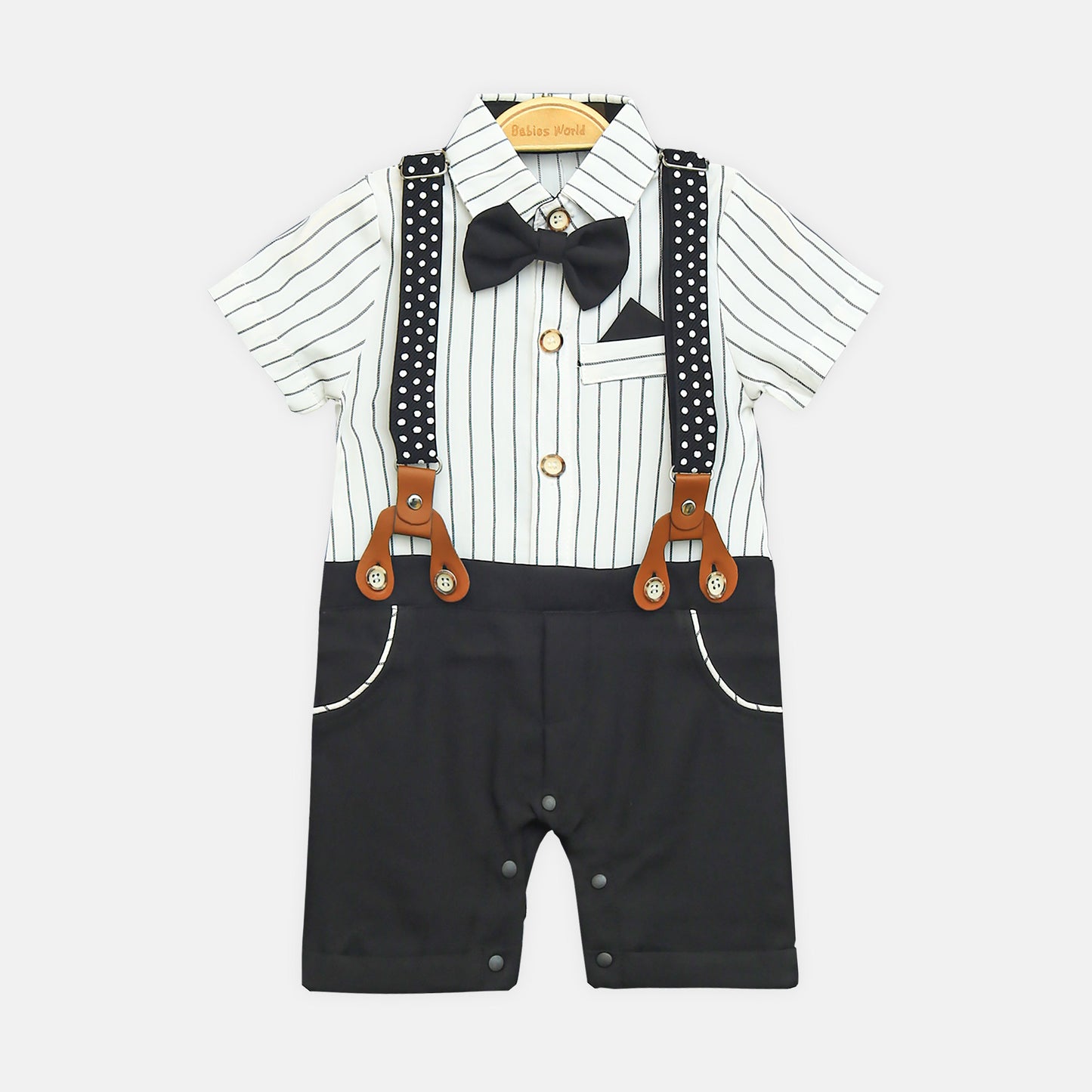 White & Black Striped Gentleman Romper
