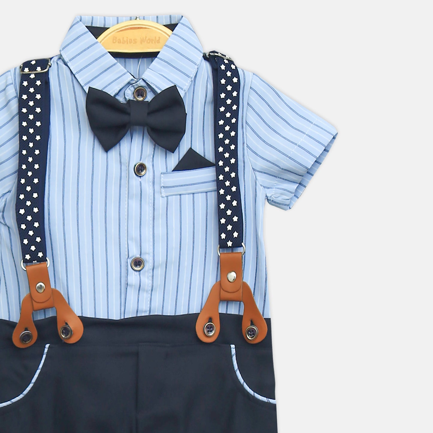 Sky Blue Striped Gentleman Romper