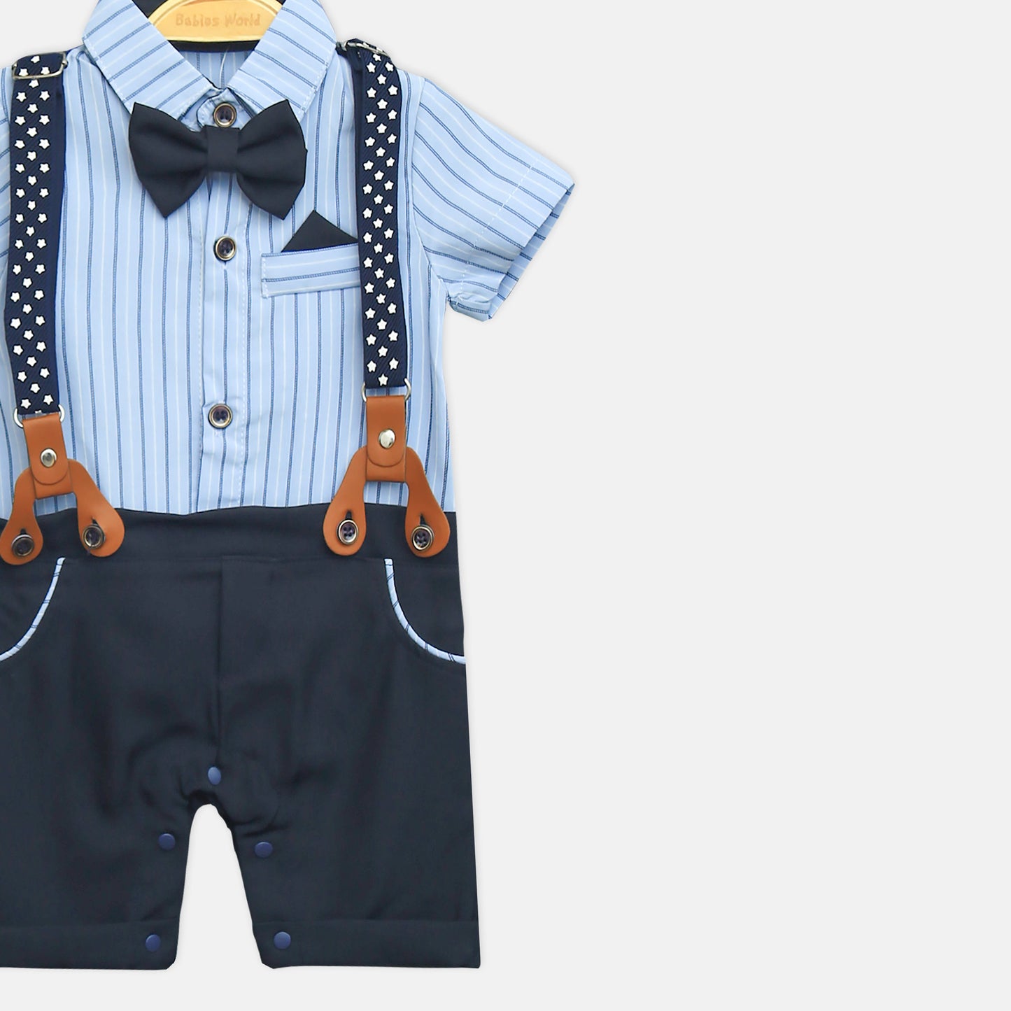 Sky Blue Striped Gentleman Romper