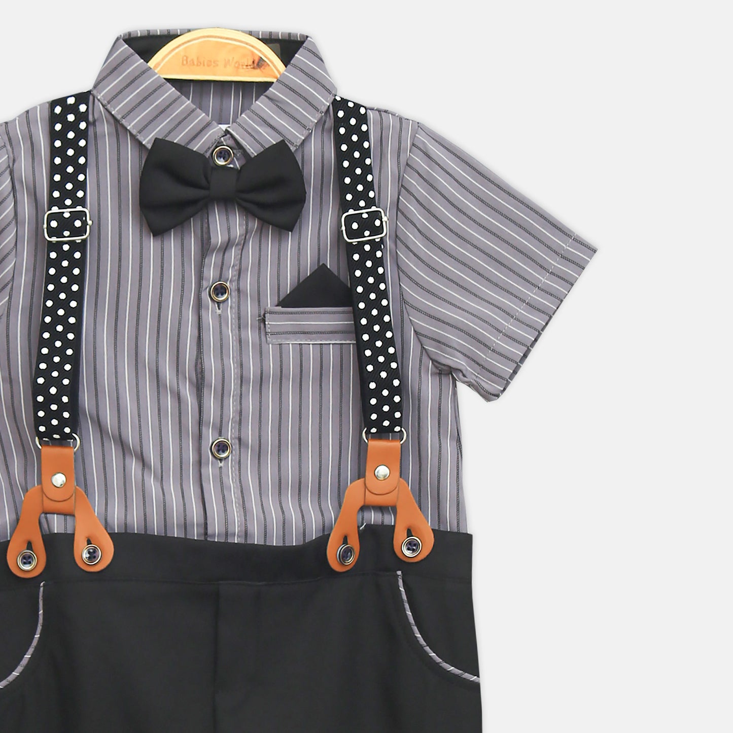 Grey And Black Striped Gentleman Romper