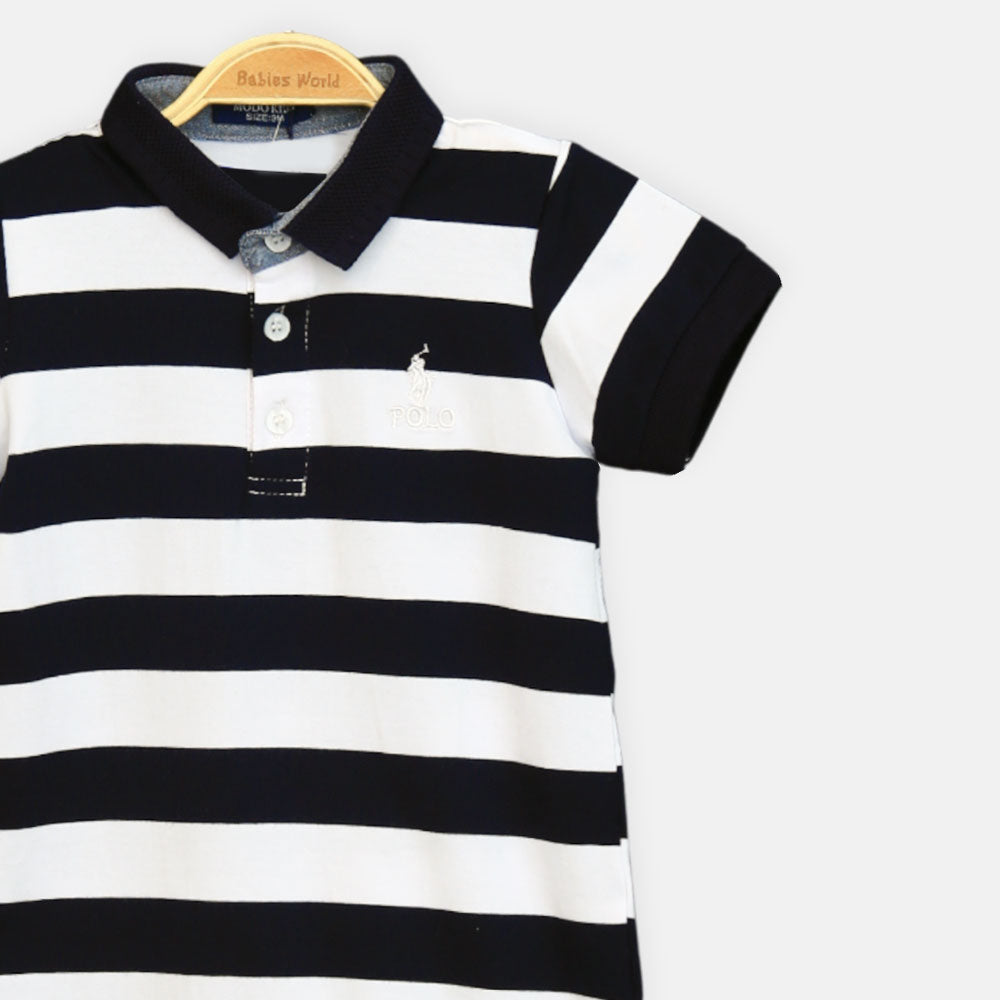 Black & White Boys Polo Boy Romper
