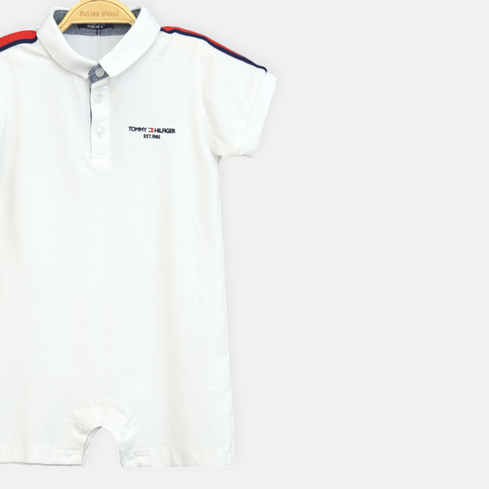 White Polo Boy Romper