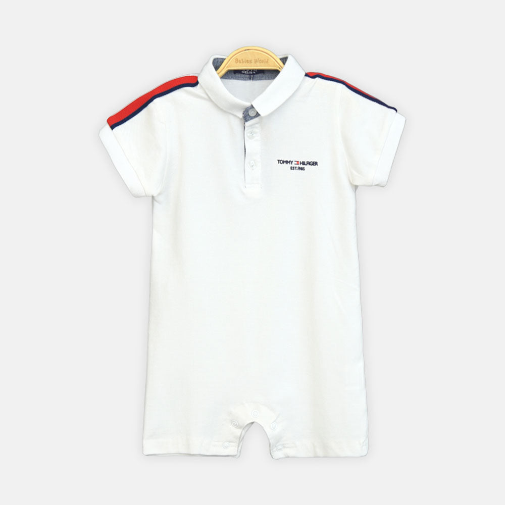White Polo Boy Romper