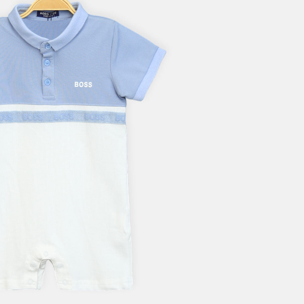 Blue & White Polo Boy Romper