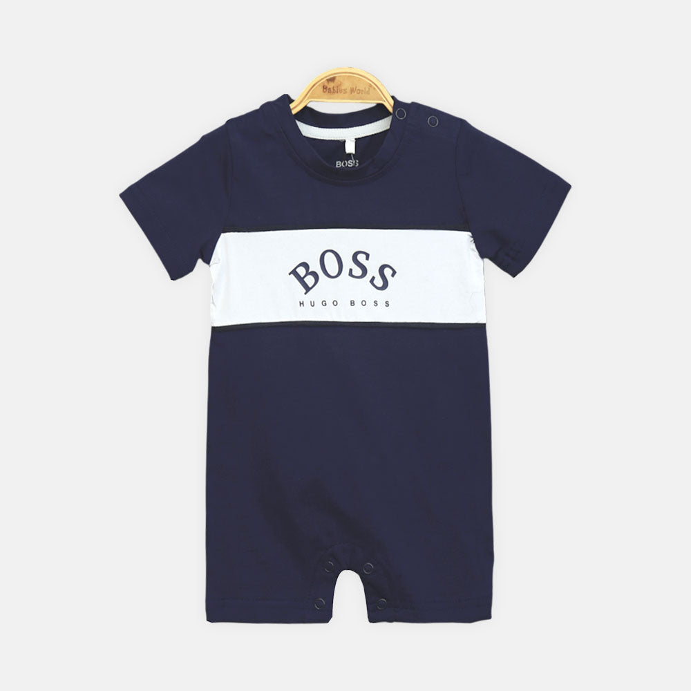 Navy Blue & White Boy Romper
