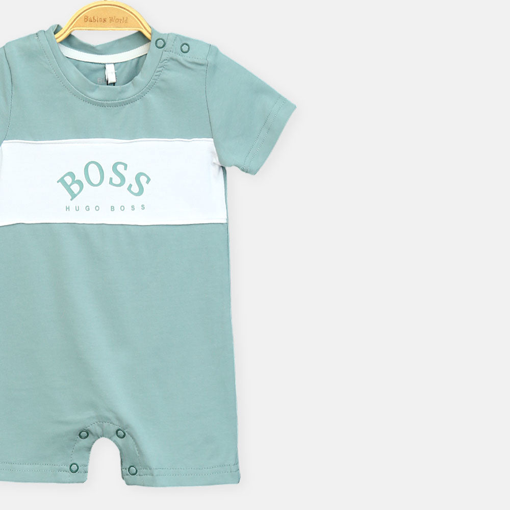 Mint Green & White Polo Boy Romper