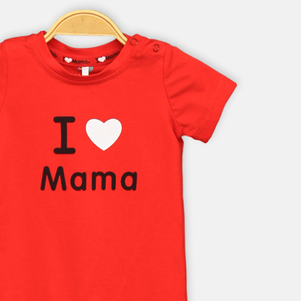 Boy Romper I Love Mama Red