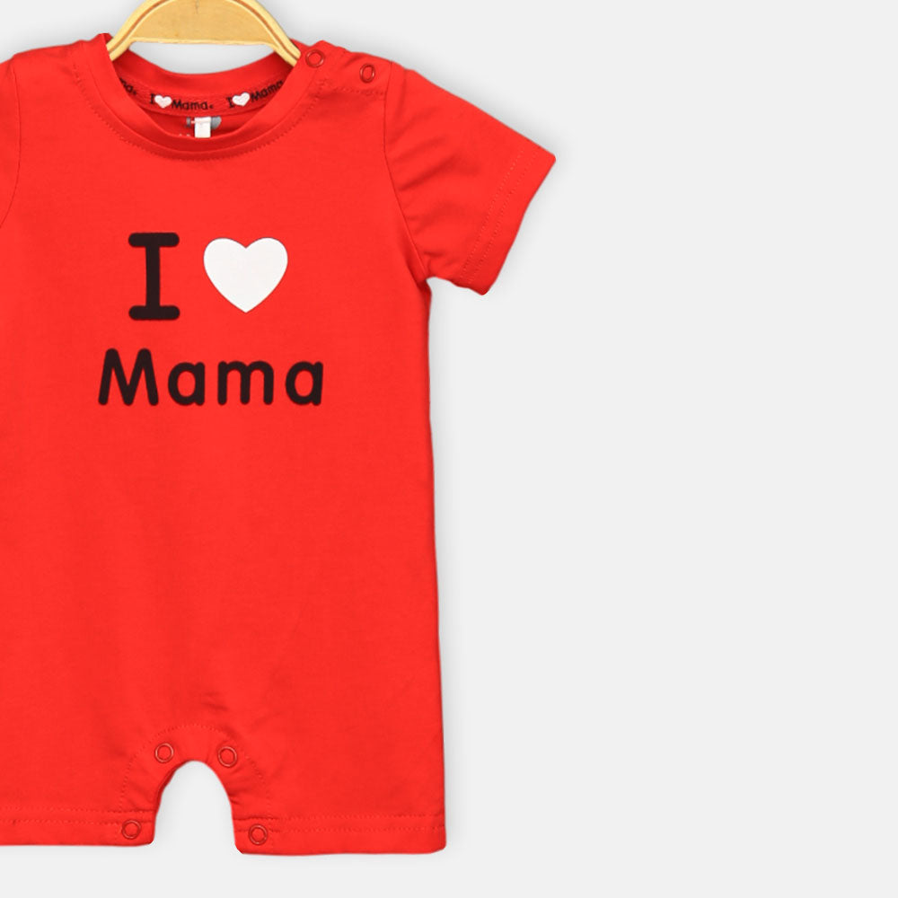 Boy Romper I Love Mama Red