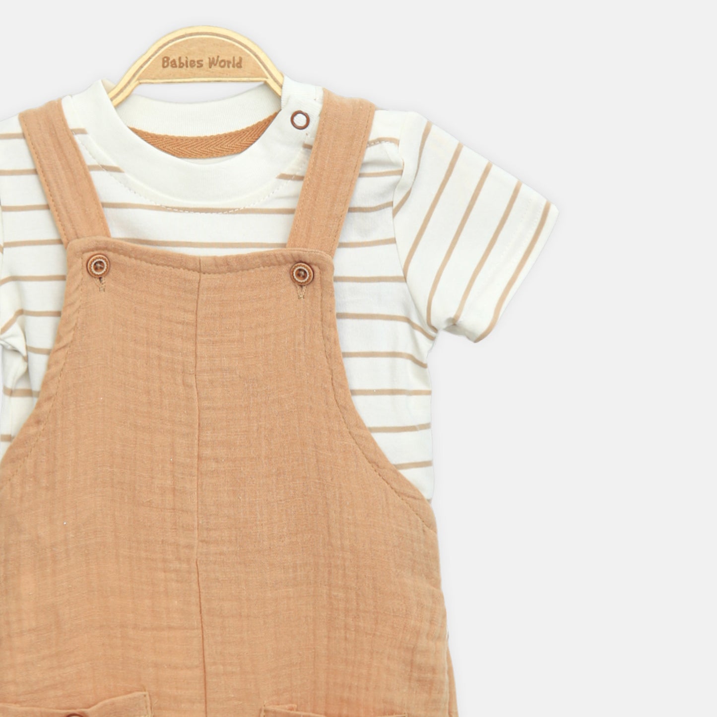 Light Rust Striped Romper & Hat Set