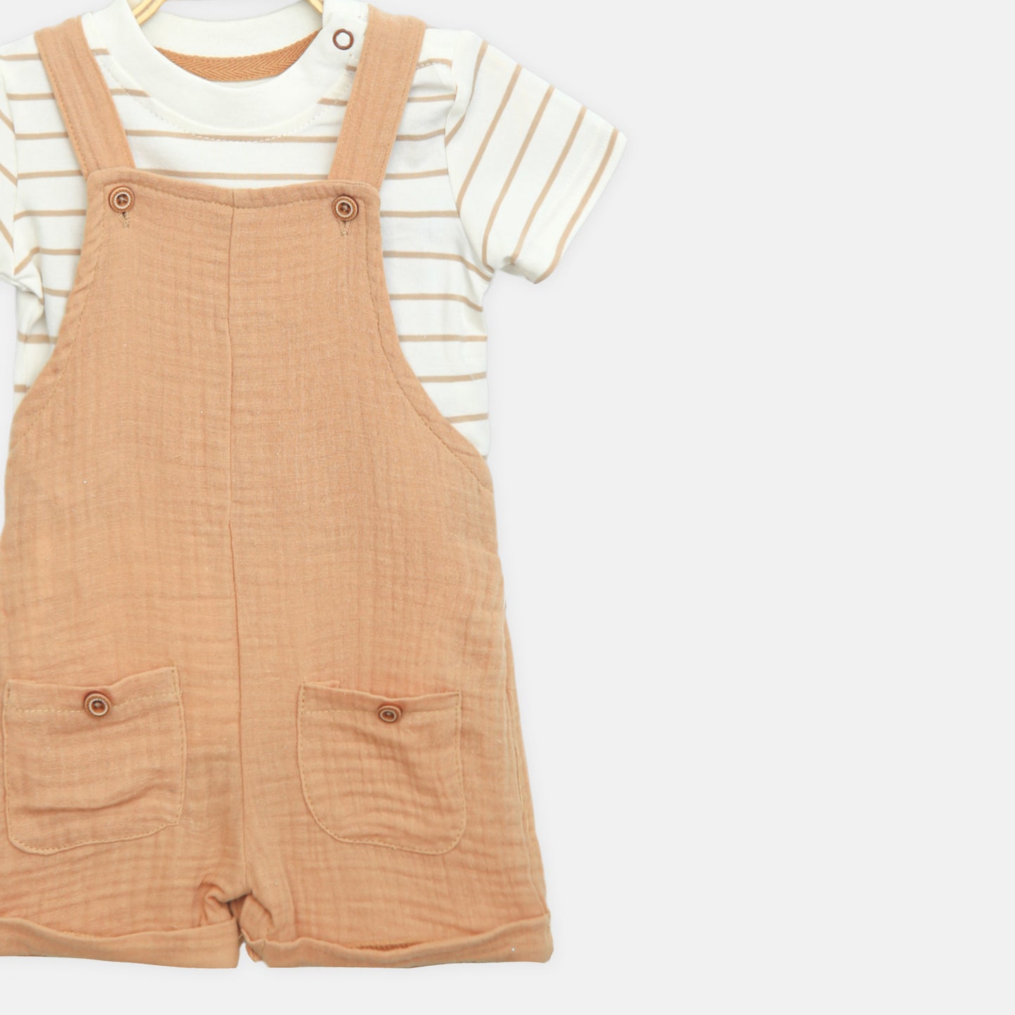 Light Rust Striped Romper & Hat Set