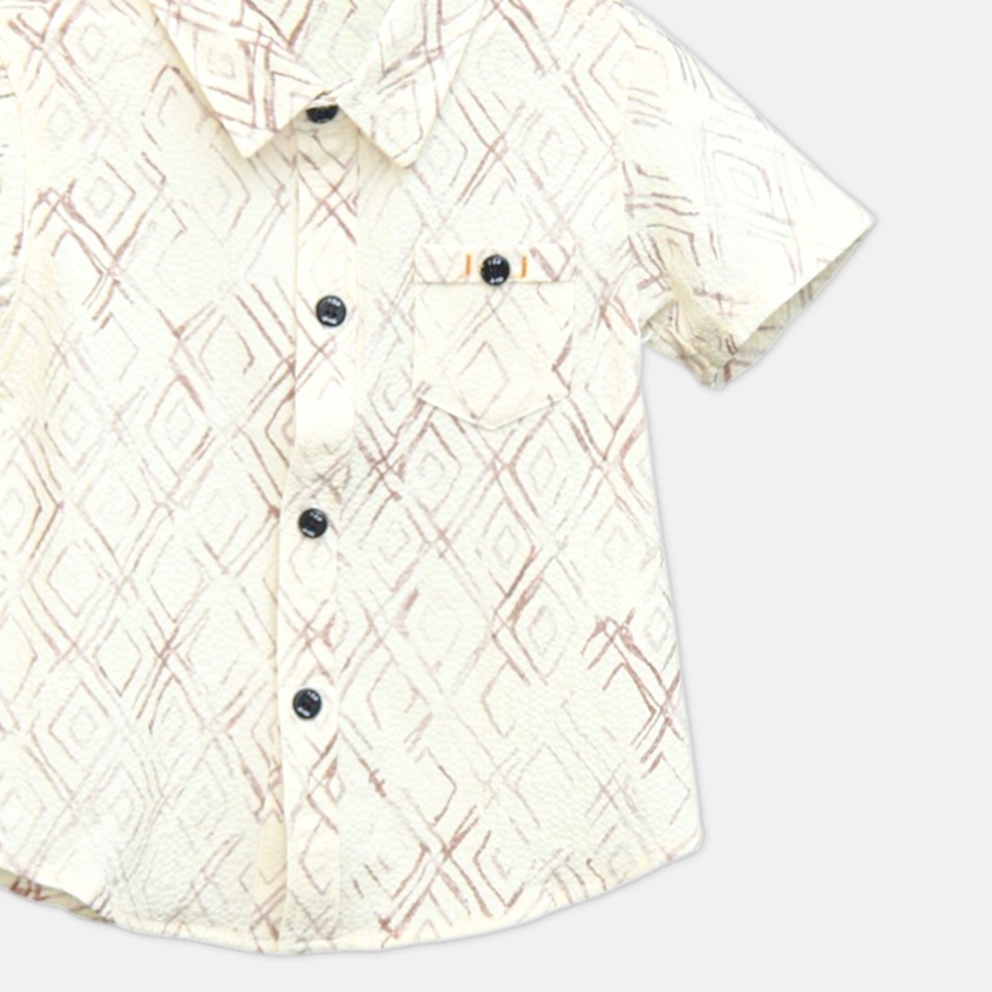 Cream And Brown Abstract Print Shirt