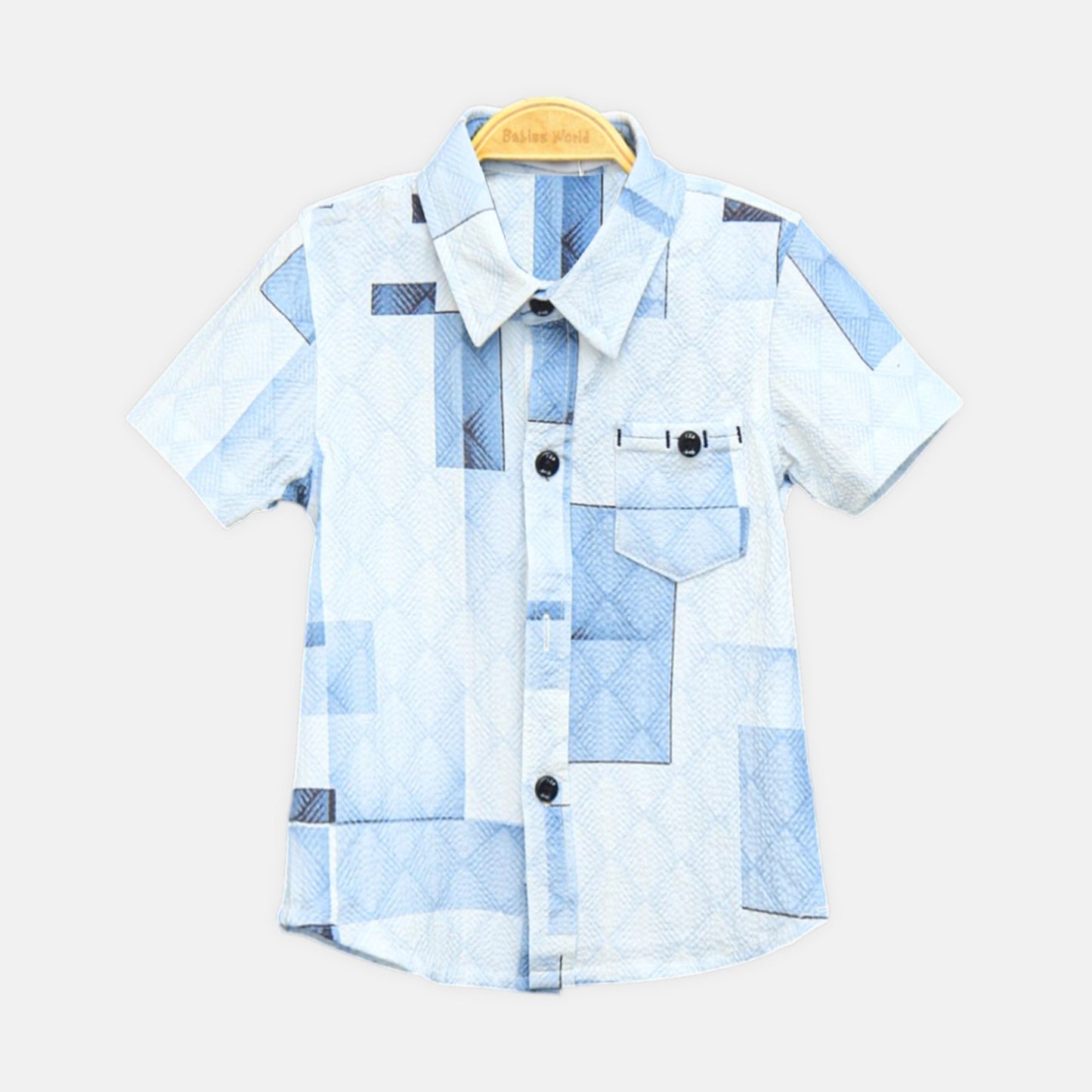 Blue Patchwork Textured Shirt