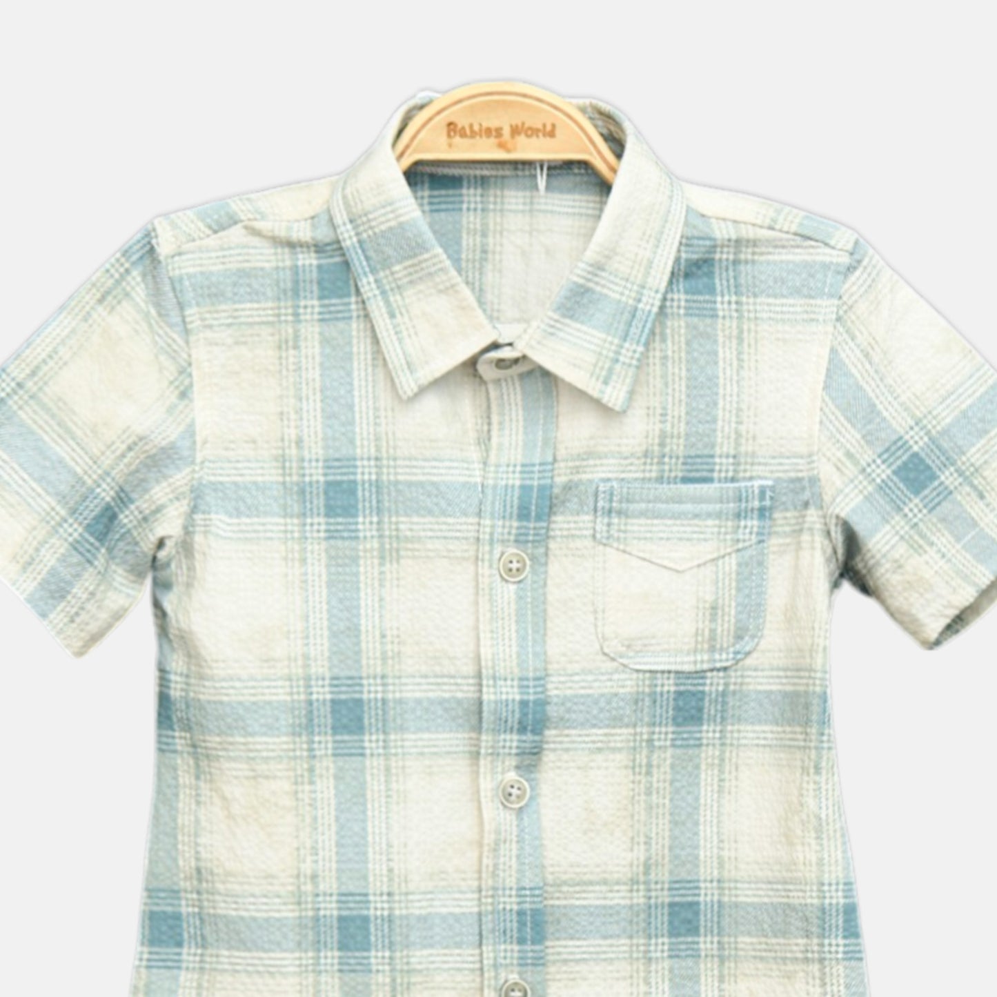 Green And Cream Checkered Shirt