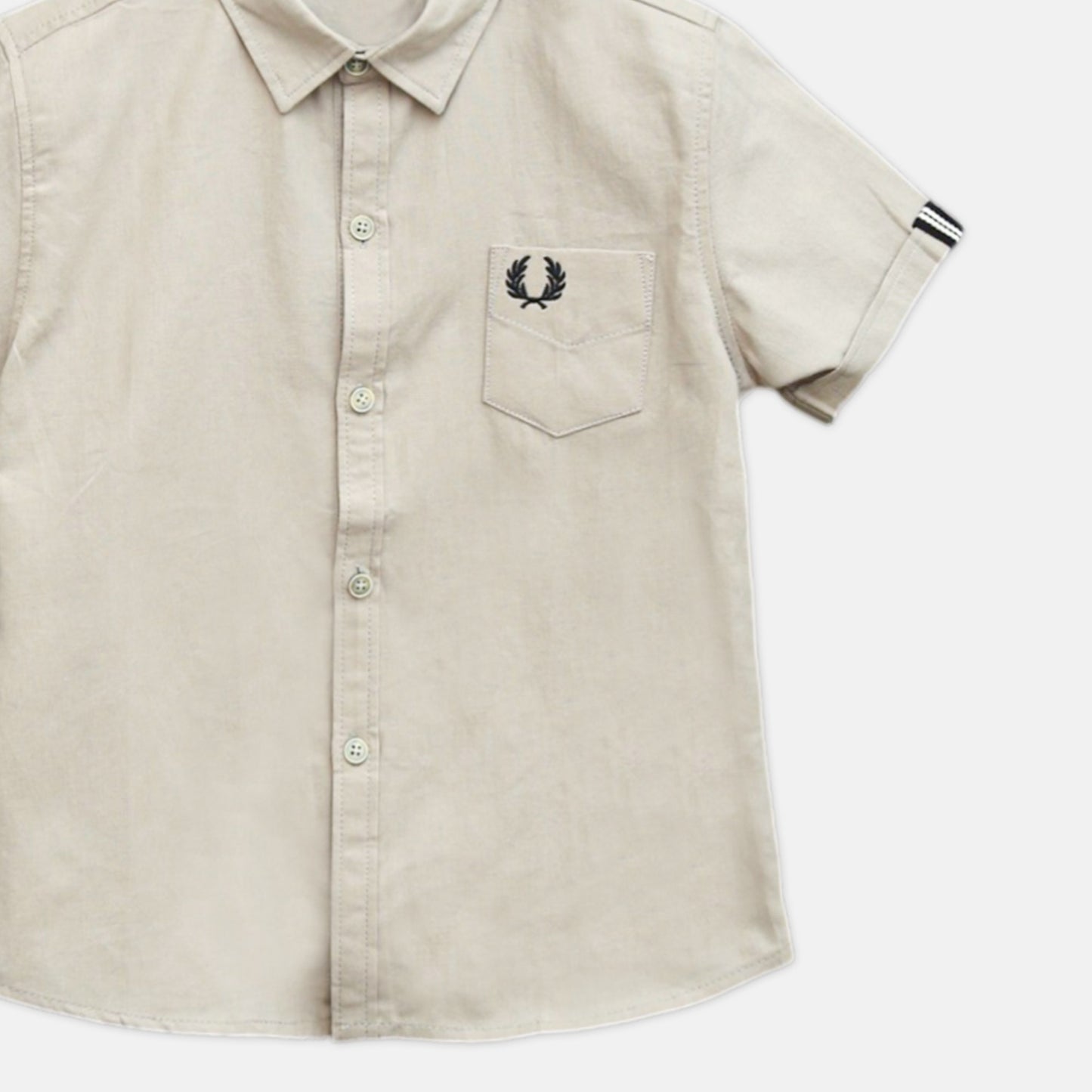 Beige Embroidered Pocket Shirt