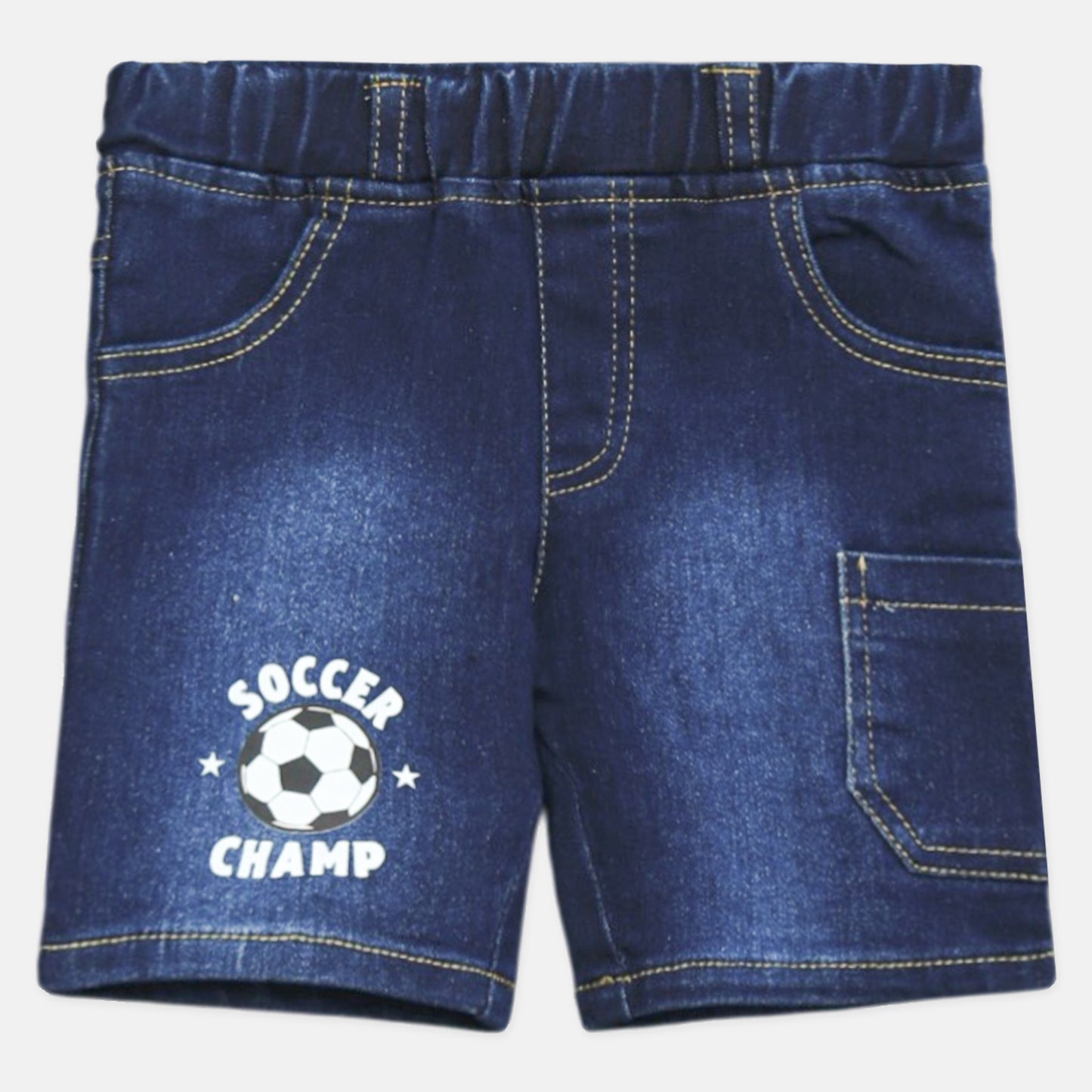 Navy Blue Denim Football Shorts