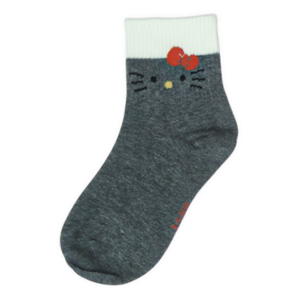 Grey Happy Heart Girl Socks
