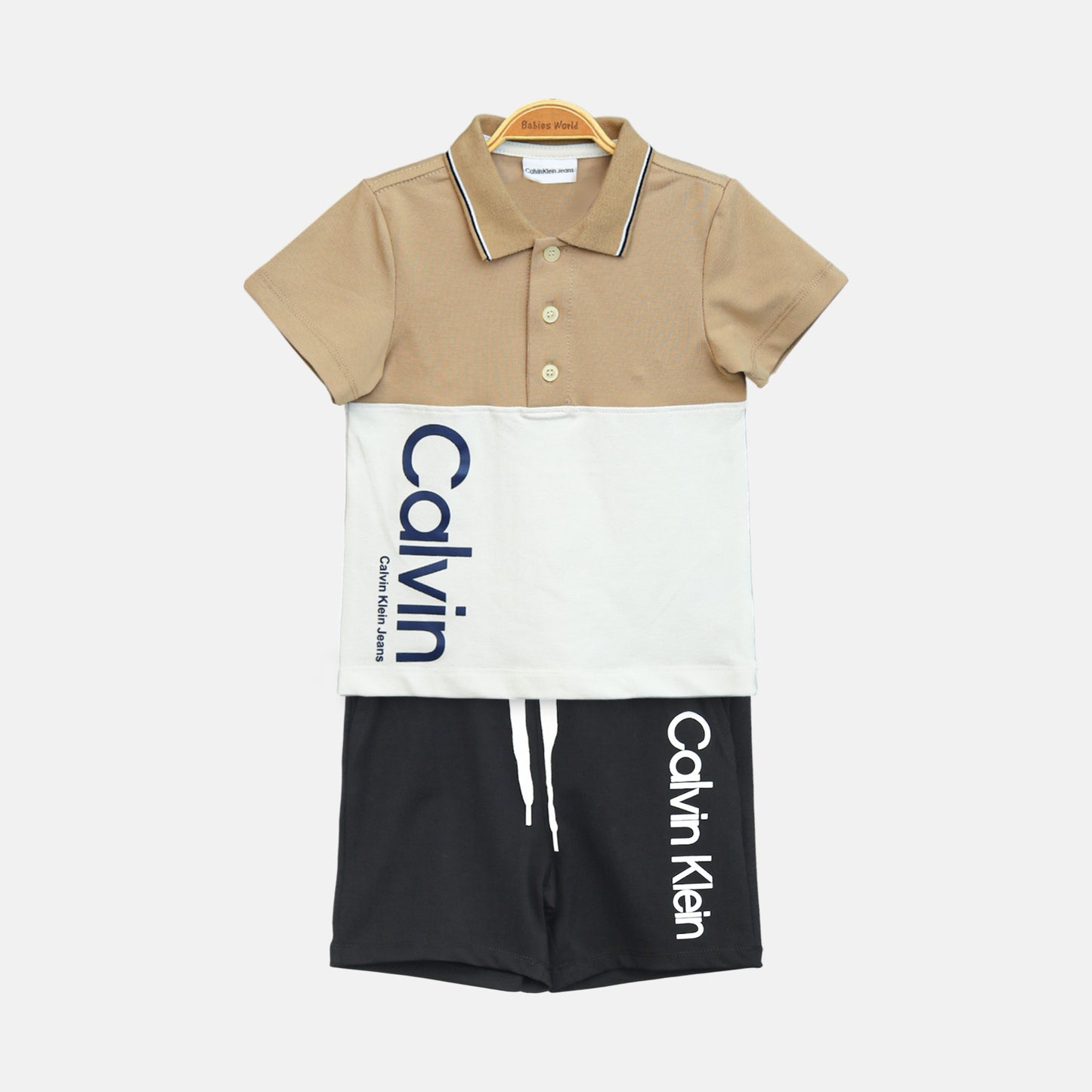 Beige Calvin Klein Boy Suit – 2 Piece Set