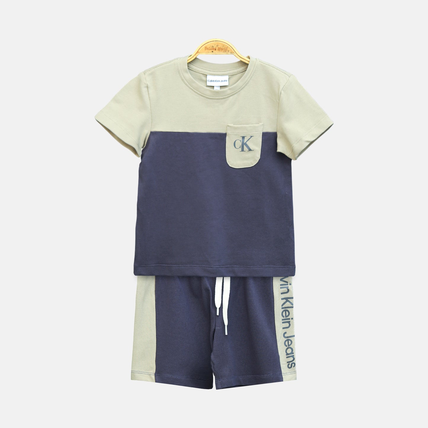 Calvin Klein Beige Colorblock Boy Suit – 2 Piece Set