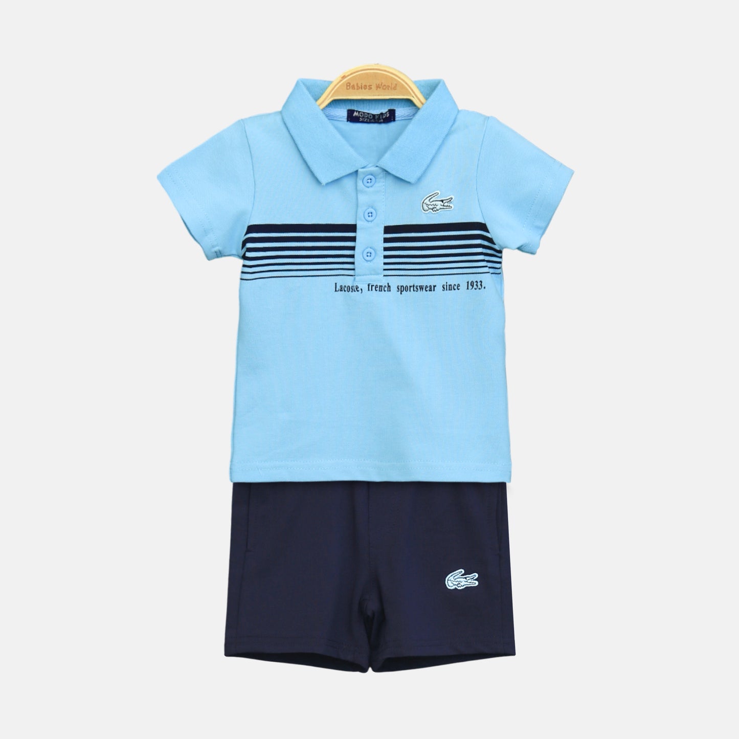 Sky Blue Lacoste Boy Suit – 2 Piece Set