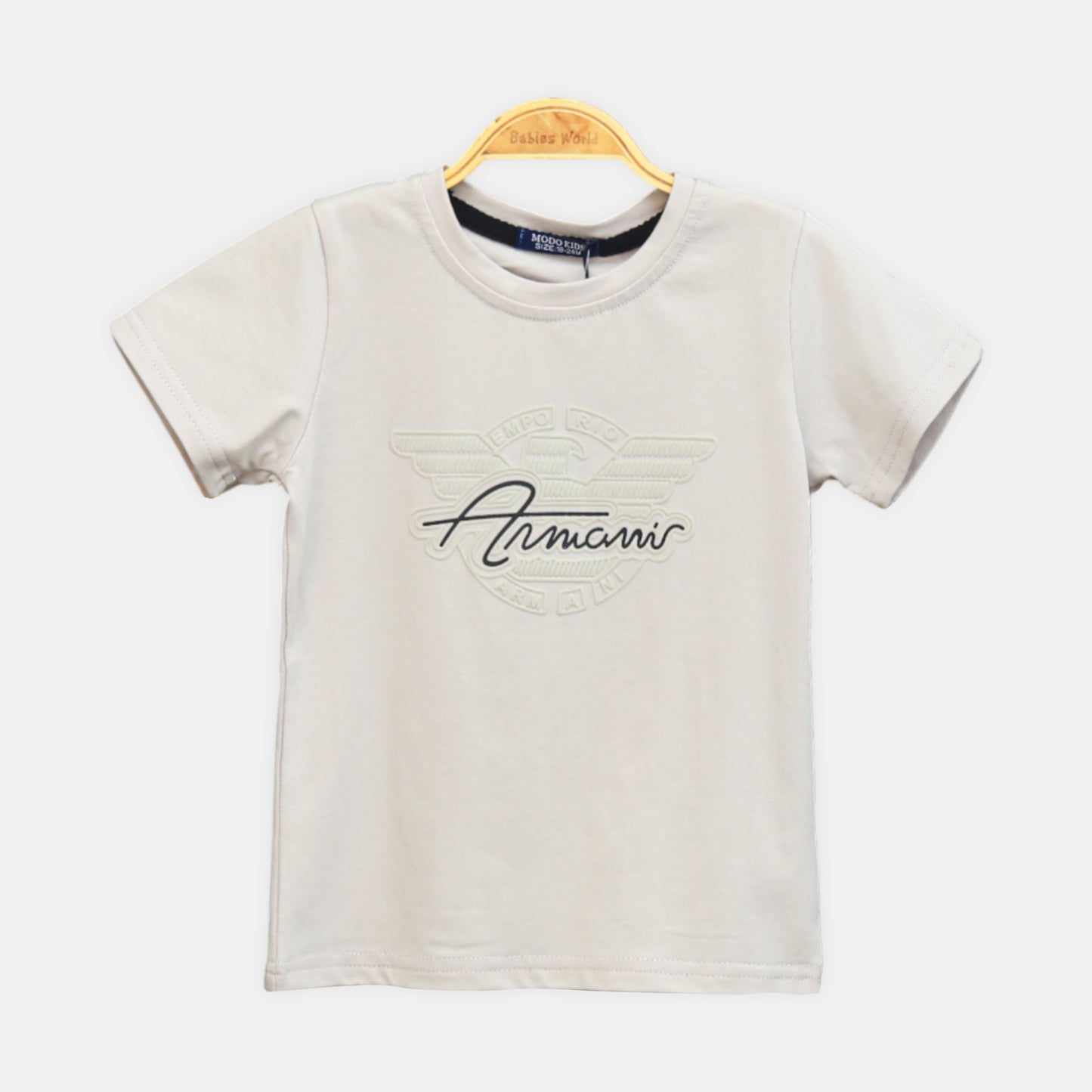 Armani Beige & Black Logo Boy Suit – 2 Piece Set