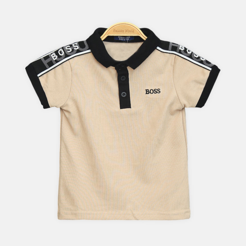 Boy T-shirt Boss Beige Smart Polo