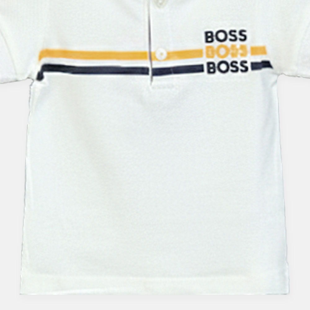 Boy T-shirt Boss Stripes White