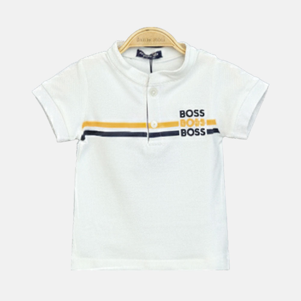 Boy T-shirt Boss Stripes White