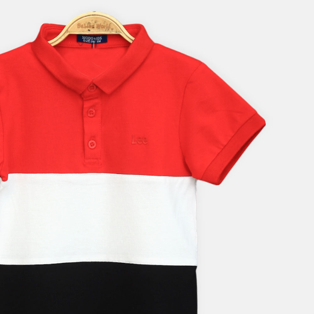 Boy T-shirt Tricolor Block Panel Polo