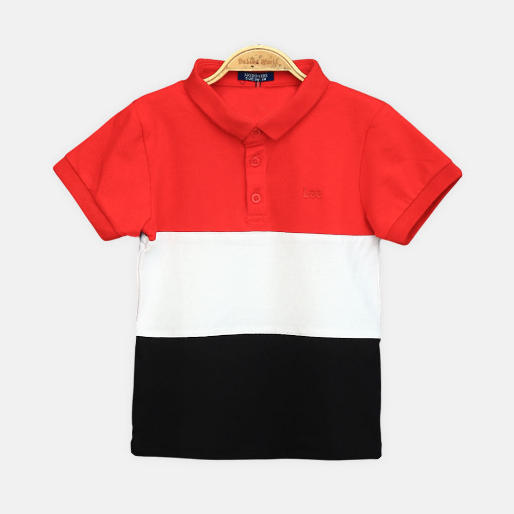 Boy T-shirt Tricolor Block Panel Polo