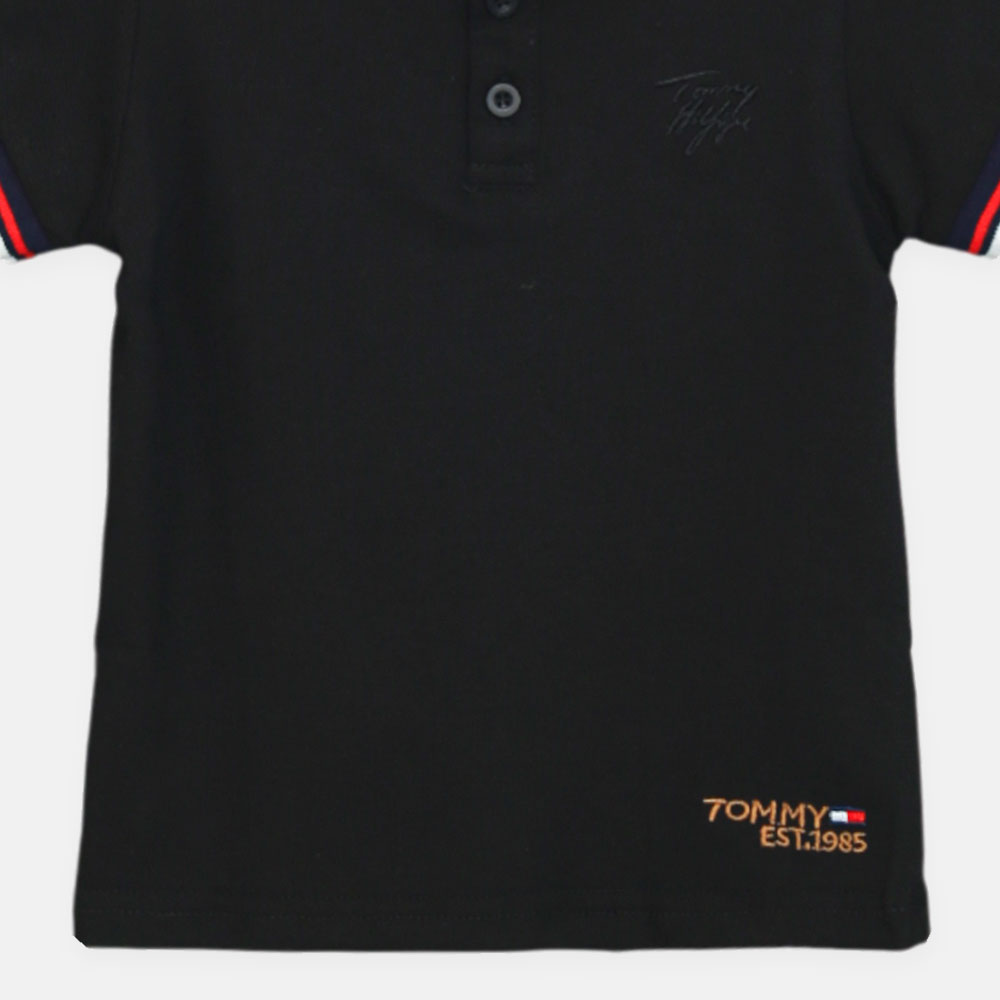 Boy T-shirt Black Tipping Collar Polo