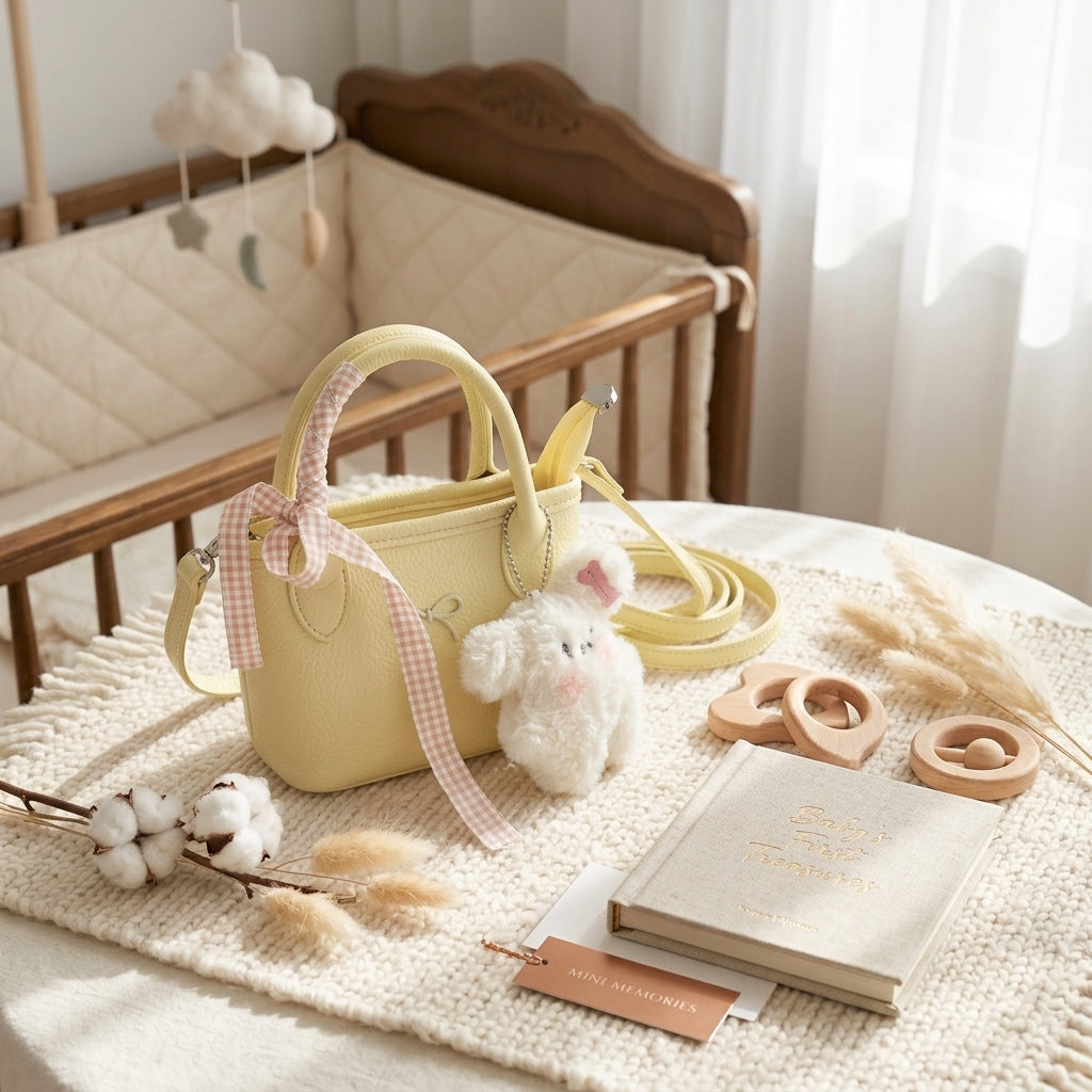 Cute Yellow Coquette Mini Bucket Bag