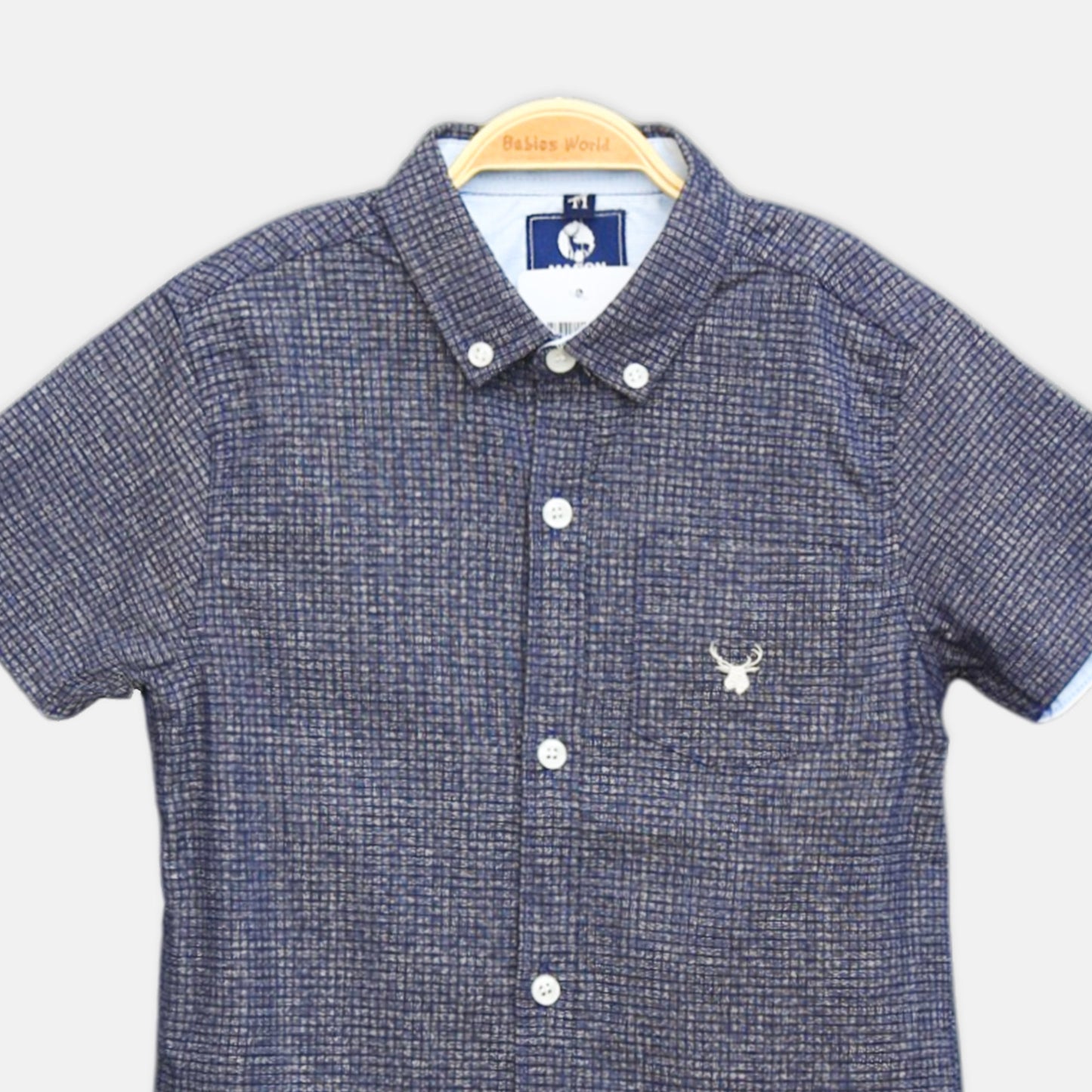 Navy Textured Grid Shirt