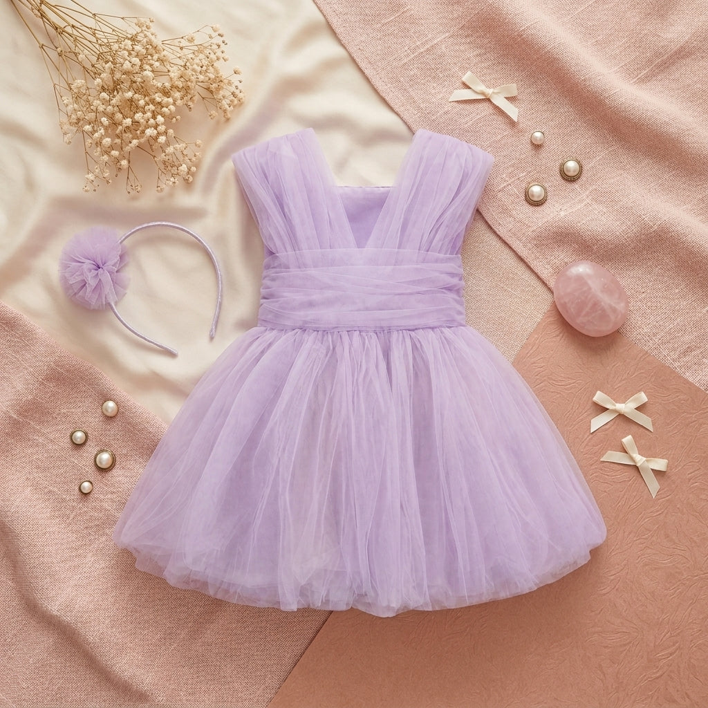 BABY GIRL LAVENDER TULLE PARTY DRESS