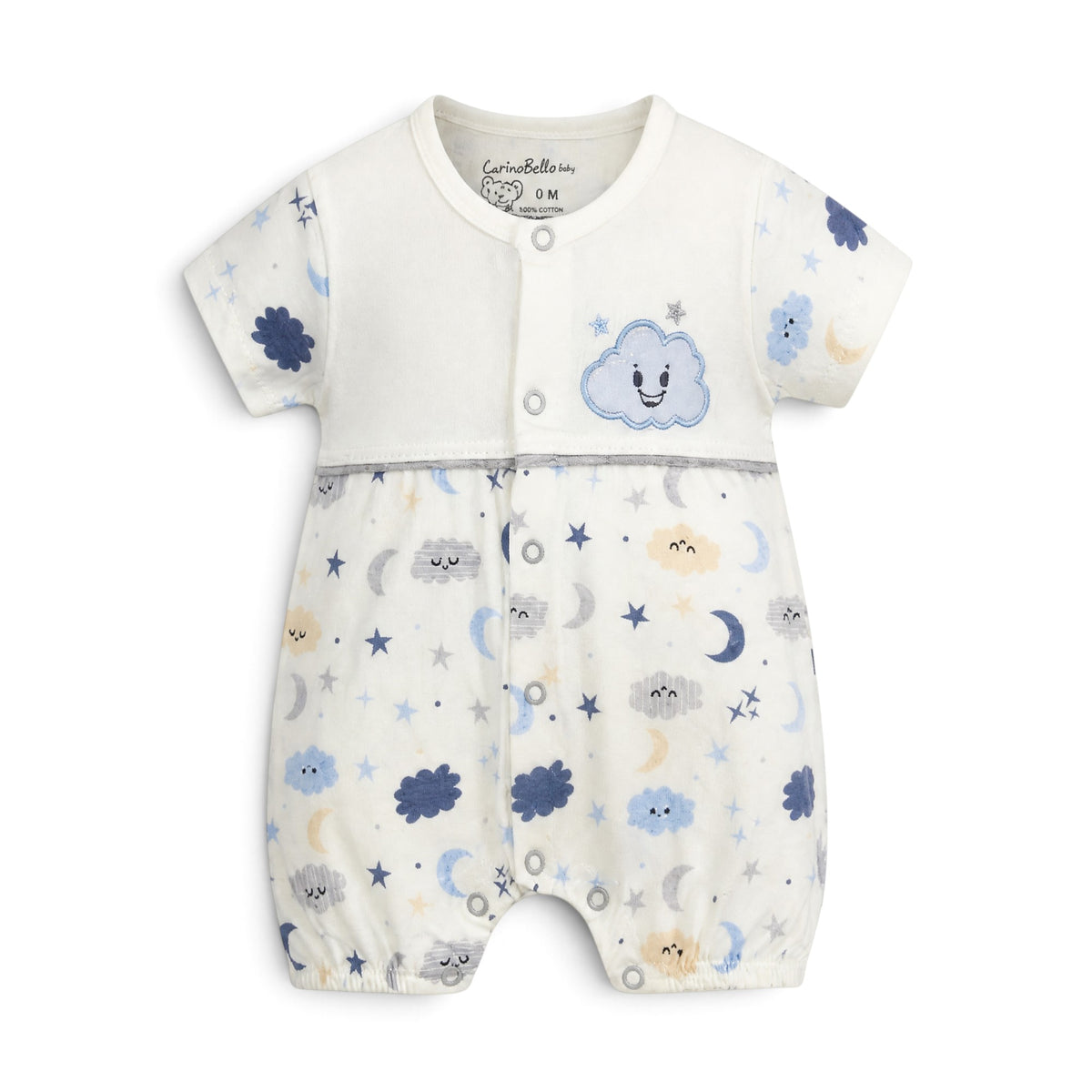 WHITE "DREAMY CLOUD & MOON" BABY ROMPER
