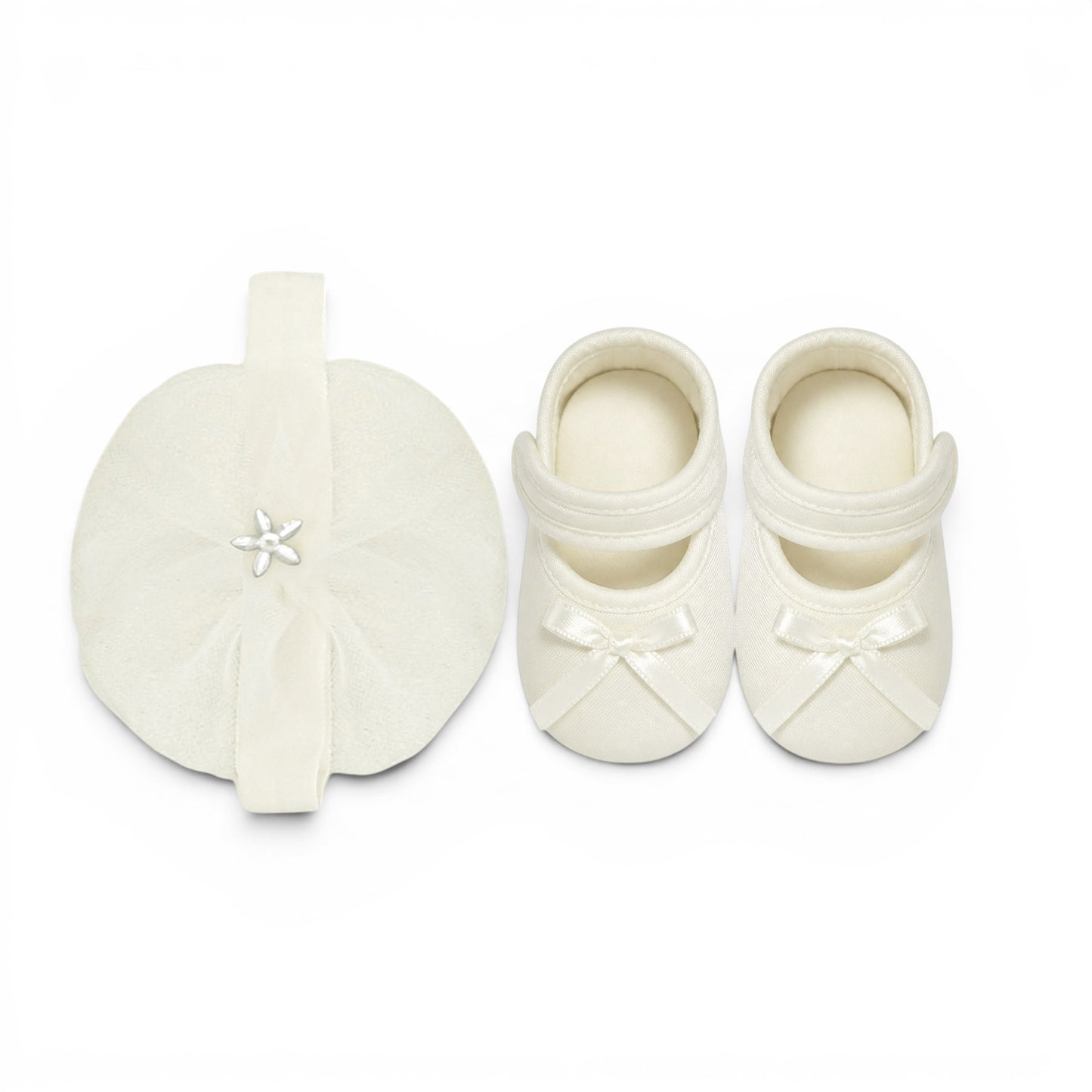 WHITE BOW BABY GIRL FANCY FROCK GIFT SET