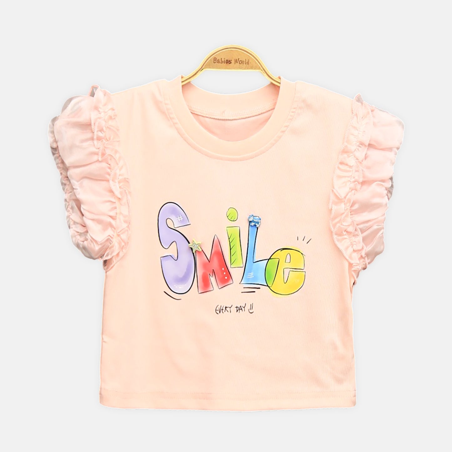 Smile Ruffle Set - Peach & White