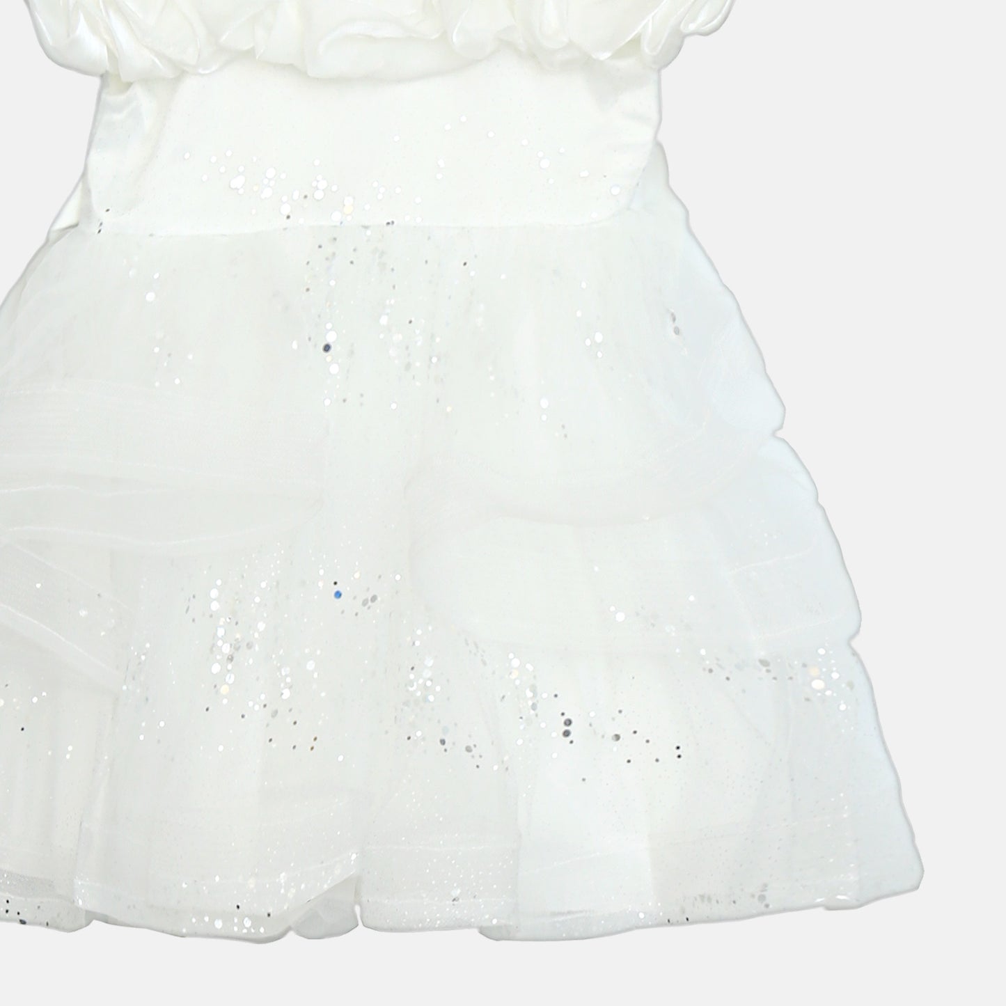 Glitter Net Frock - White