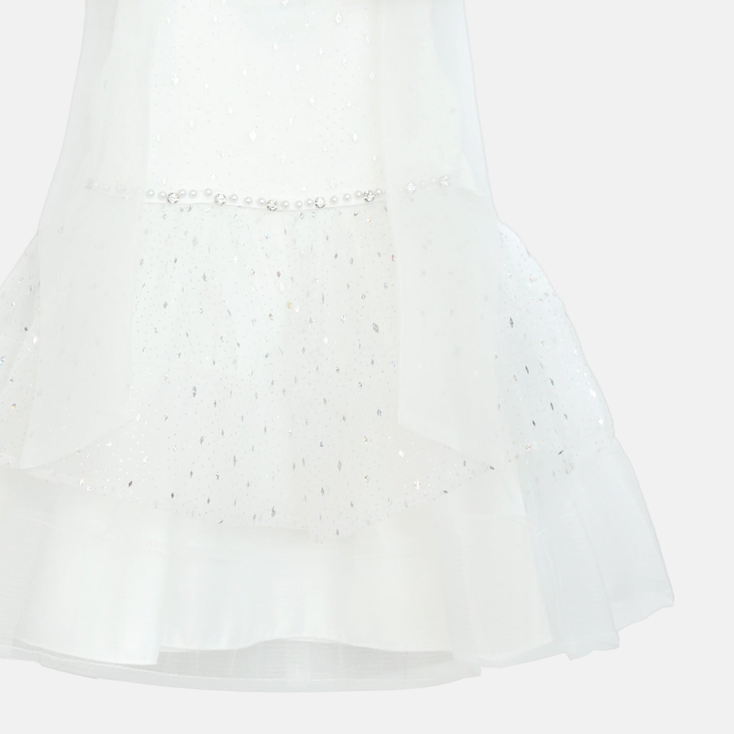 Glitter Net Frock - White