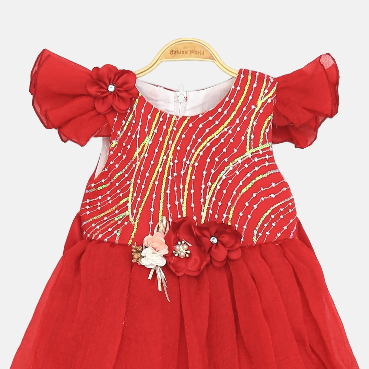 Embroidered Frock - Red