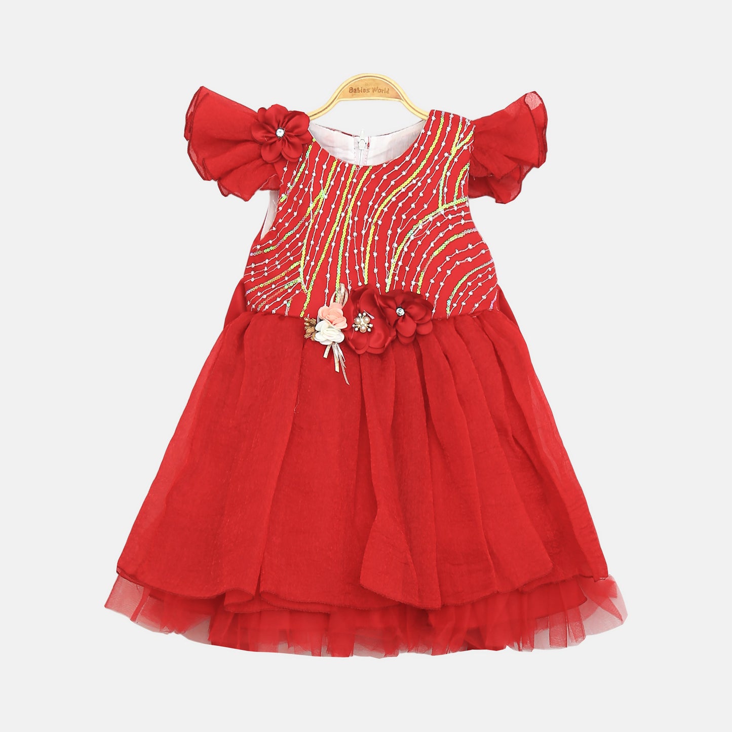 Embroidered Frock - Red