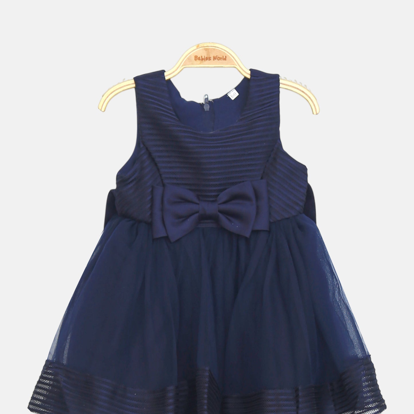 Textured Bow Party Frock - Navy