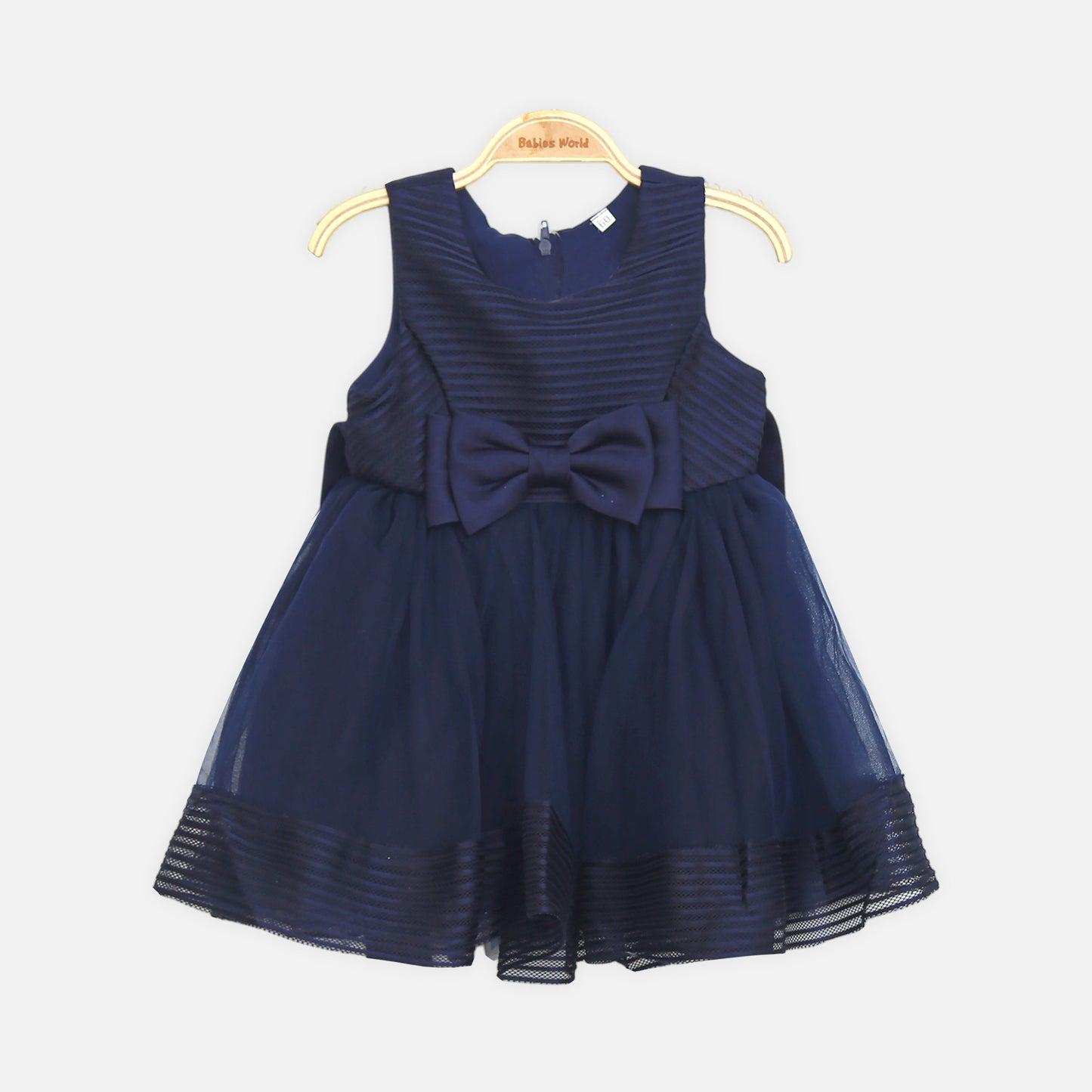 Textured Bow Party Frock - Navy