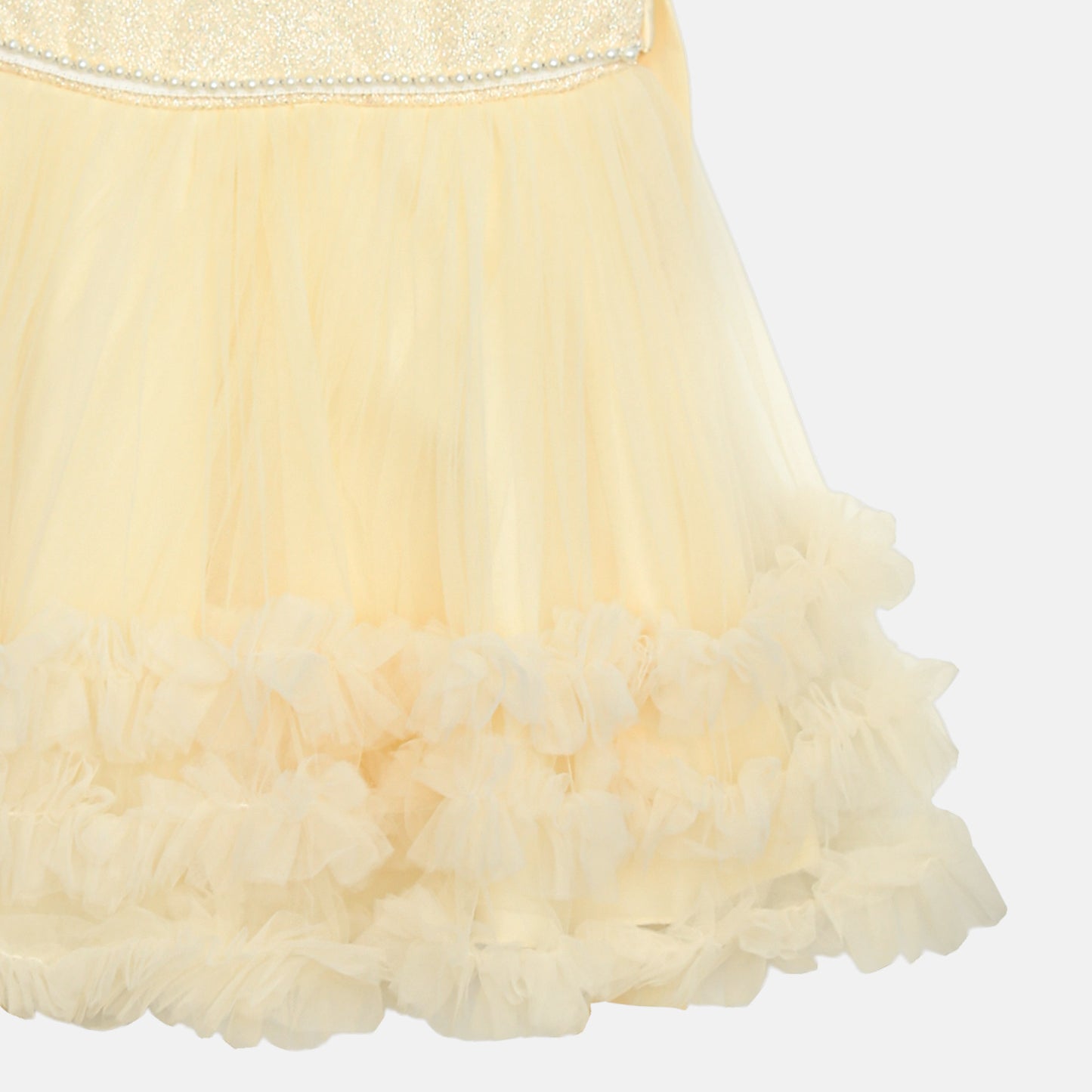 Ruched Tulle Party Frock - Lemon