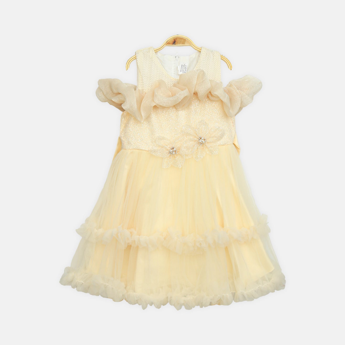 Floral Accent Tulle Frock - Lemon