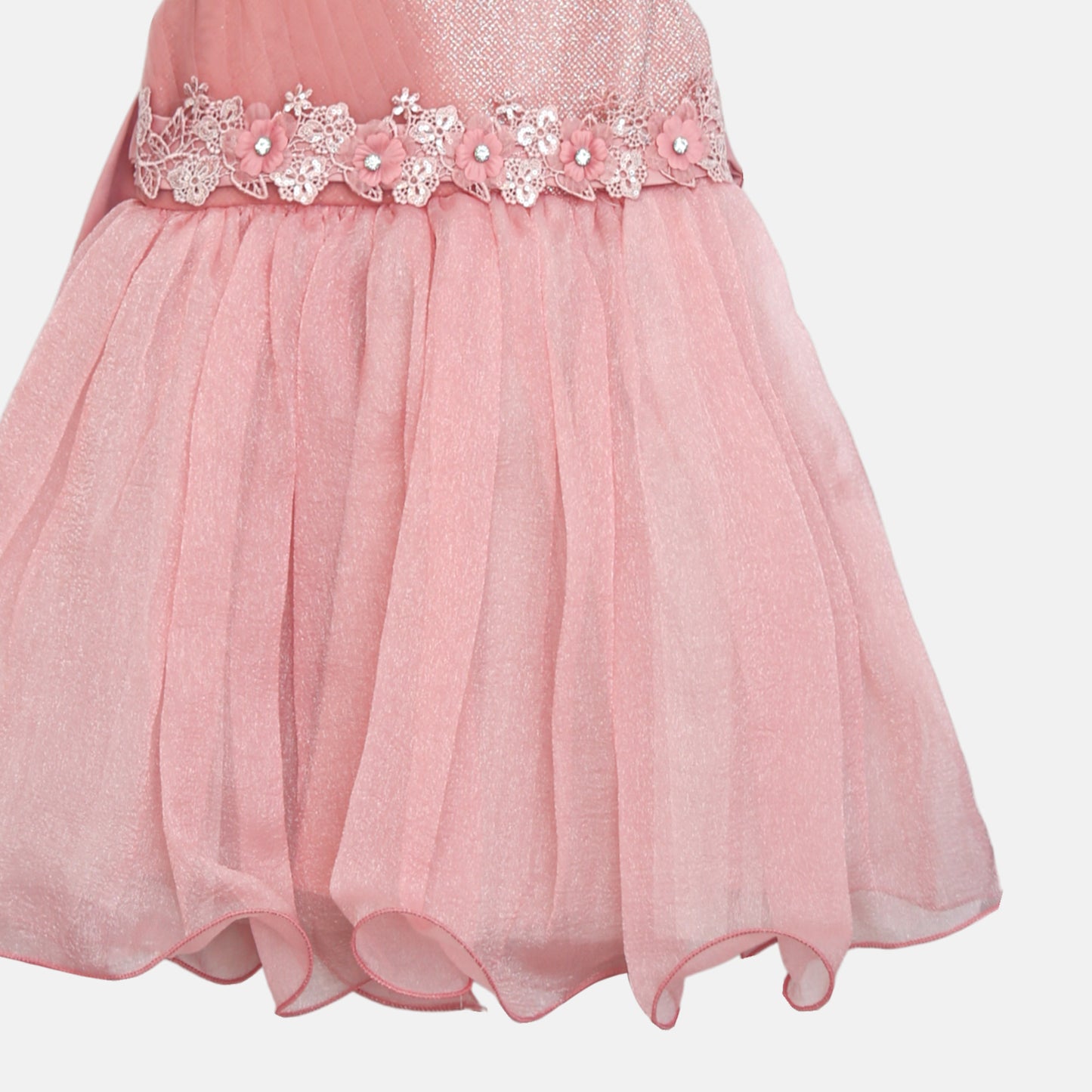 Pearl Accented Shimmer Frock - Dusty Rose