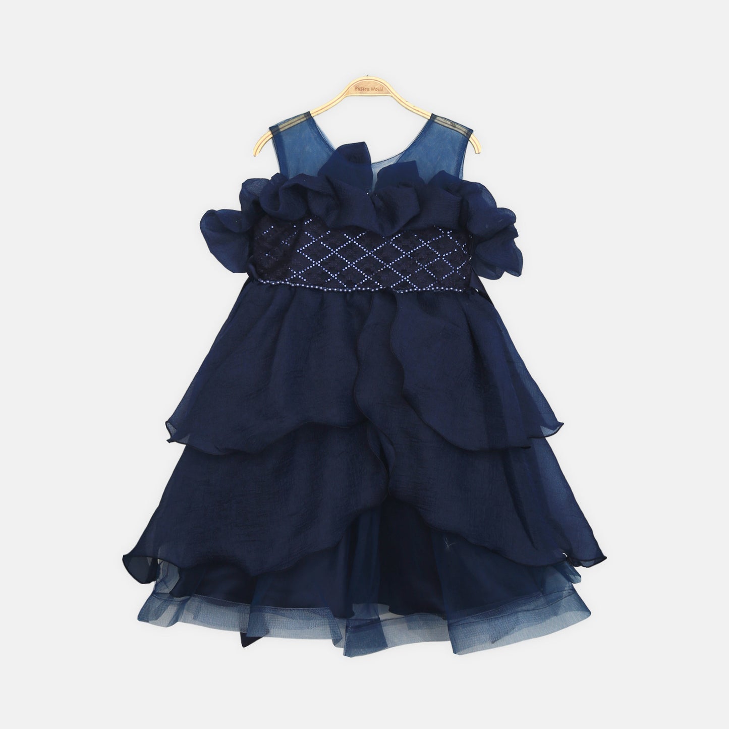 Embellished Tiered Navy Frock