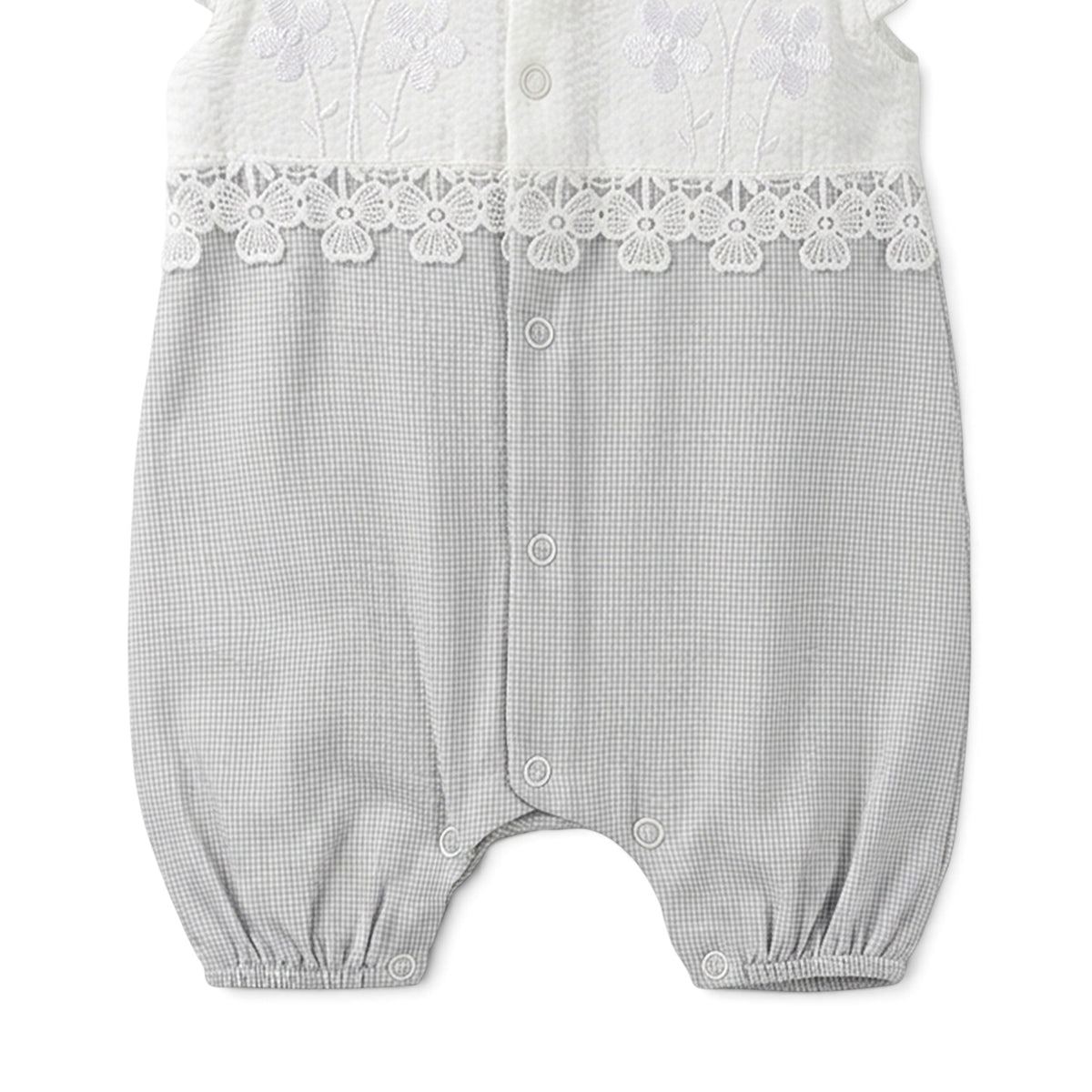 BABY GIRL LACE TRIM & FLORAL EMBROIDERY ROMPER