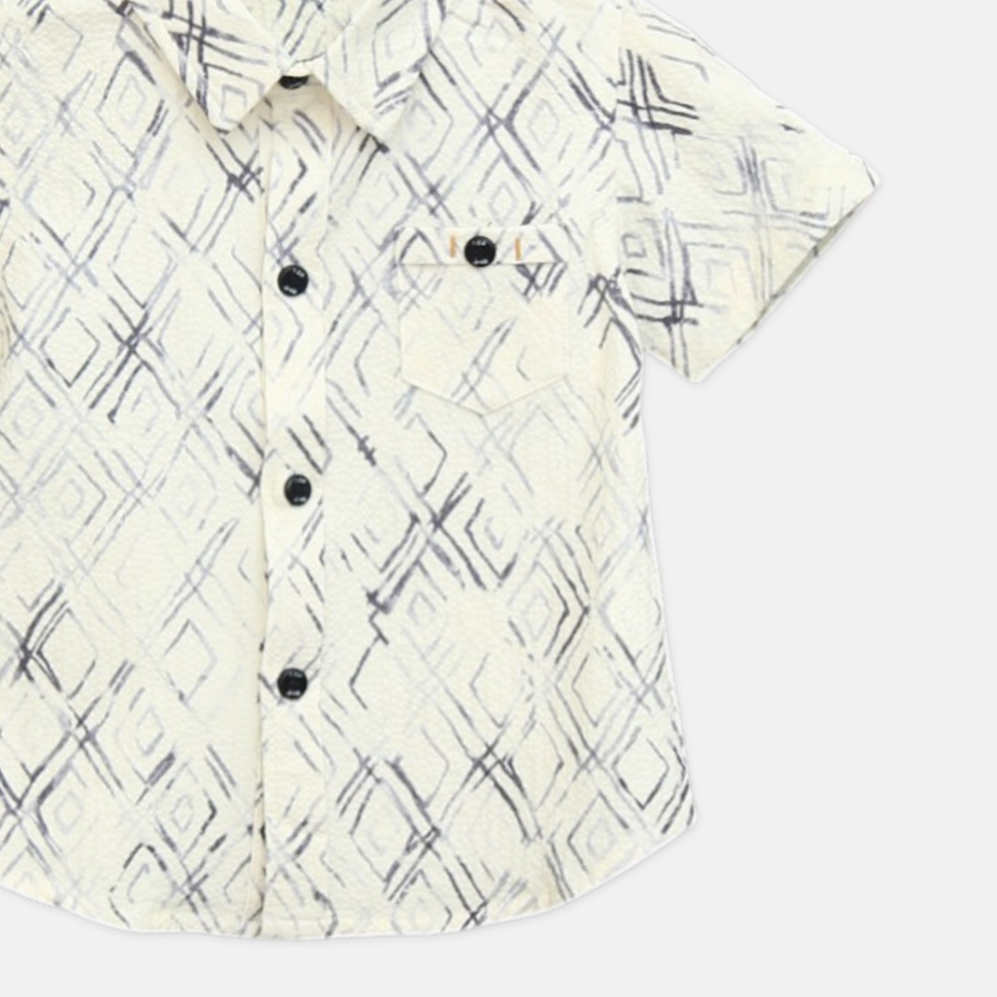 Cream And Blue Abstract Print Shirt