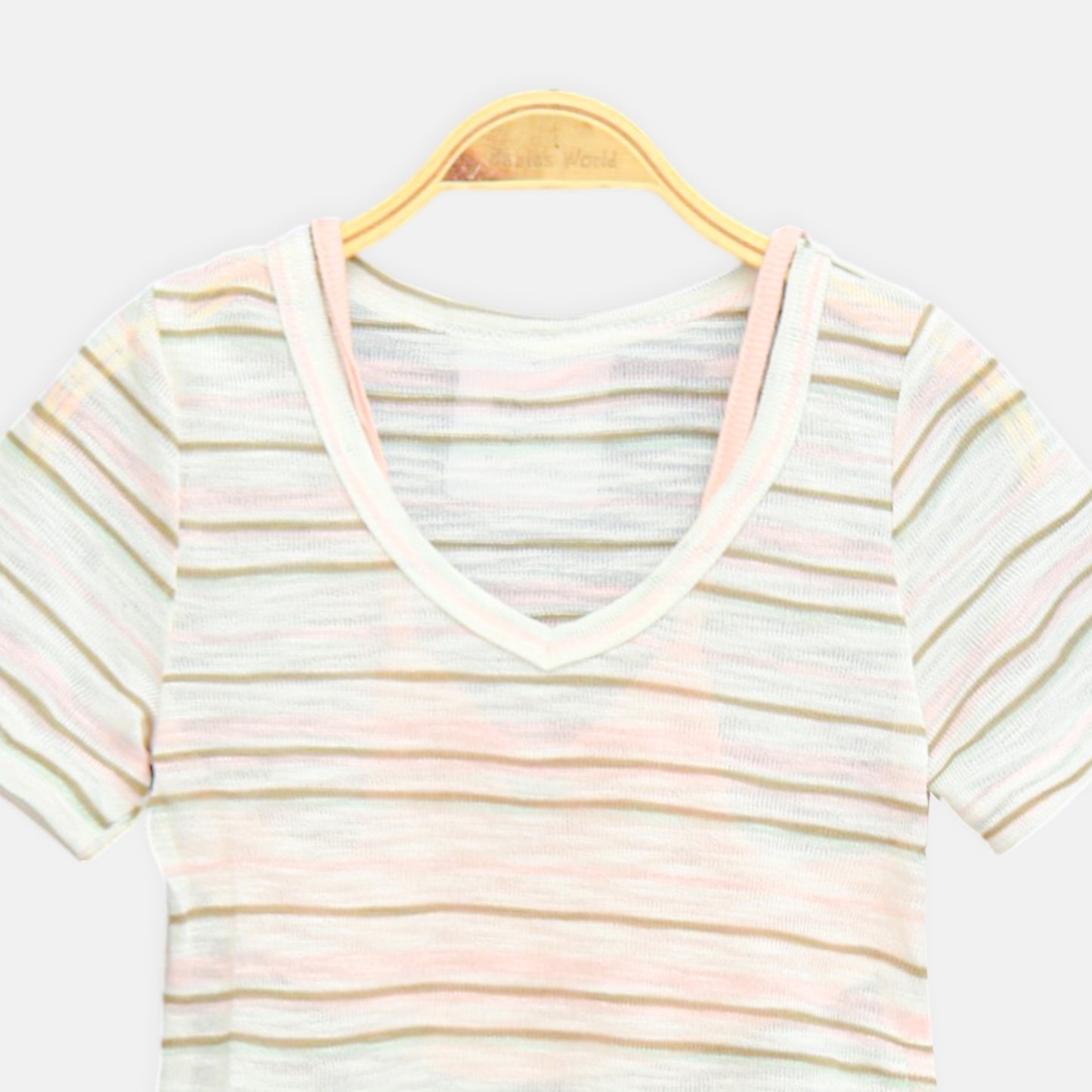 Pink Multi-Stripe Ruffle Tee